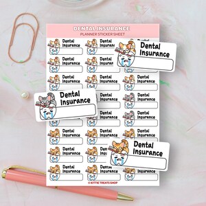 Dental Insurance Bill Planner Sticker, Dental Insurance Bill Reminder, Cute Planner Sticker, Dental Insurance Bill Reminder Icon for Planner