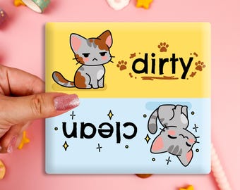 Clean Dirty Dishwasher Magnet, Dishwasher Magnet, Kawaii Magnet