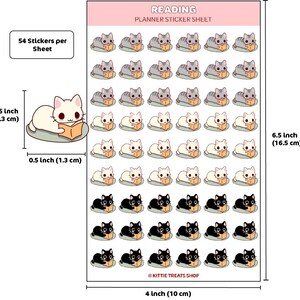 K&ouml;nnte beinhalten: Eine Planer-Sticker-Tafel mit 54 niedlichen Katzen, die B&uuml;cher lesen. Die Sticker sind 1,3 cm (0,5 Zoll) gro&szlig; und befinden sich auf einer 16,5 cm (6,5 Zoll) x 10 cm (4 Zoll) gro&szlig;en Tafel.