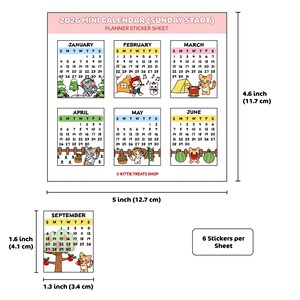 2026 Mini Monthly Calendar Planner Stickers, 2026 Calendar Stickers, Set of 12 Months bild 9