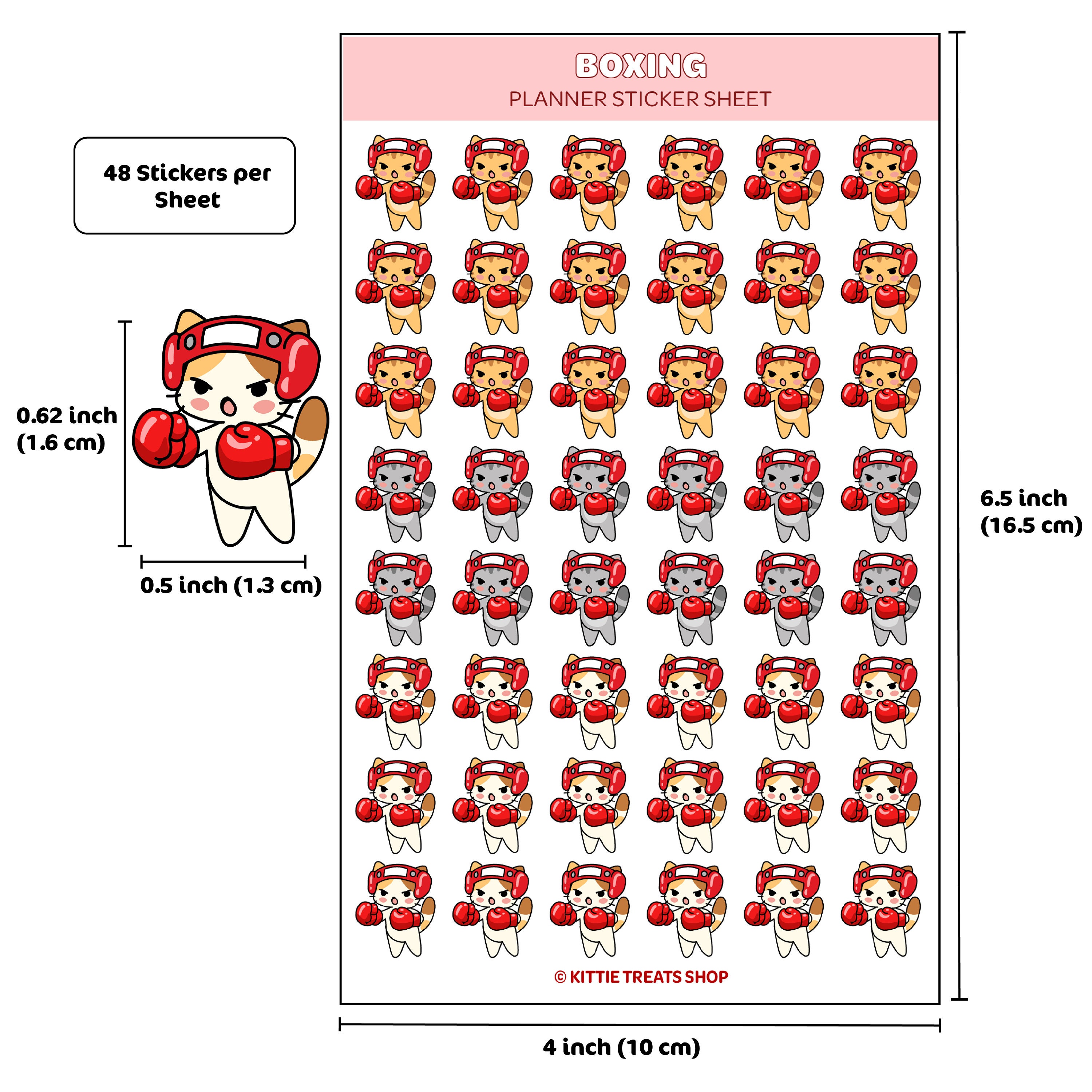 Kawaii Cat Boxing Planner Stickers, Boxing Reminders, Cute Planner ...