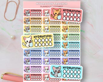 Kawaii Hydration Tracker Planner Stickers, Hydration Reminders, Cute Planner Stickers, Hydration Reminder Icons for Planner, Drink Water