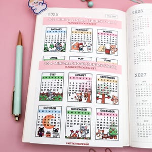 2026 Mini Monthly Calendar Planner Stickers, 2026 Calendar Stickers, Set of 12 Months bild 5