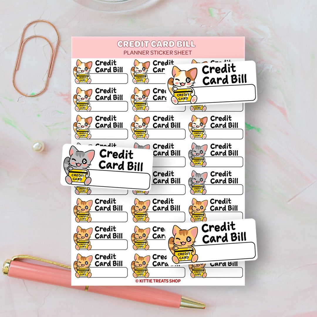 Credit Card Bill Planner Stickers, Credit Card Bill Reminders, Cute ...