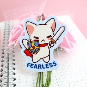 Fearless Kitty Matte Vinyl Sticker, Water Bottle Sticker, Car Decal ...