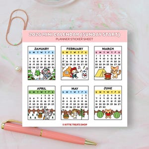 2026 Mini Monthly Calendar Planner Stickers, 2026 Calendar Stickers, Set of 12 Months bild 7