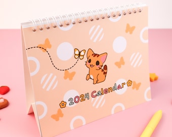 2024 Desk Calendar (7" x 5.5"), Kawaii Desk Calendar, 2024 Desk Calendar, Kawaii 2024 Desk Calendar, Kawaii 2024 Calendar, Cat Calendar