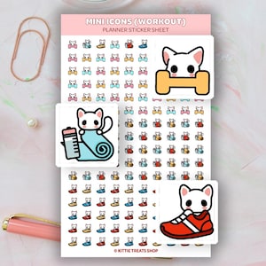 Workout Mini Icon Planner Stickers, Exercise Mini Icons, Gym Mini Icons, Fitness Mini Icons for Planner