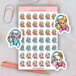 Kawaii Cat Gaming Planner Sticker, Video Game Reminders, Cute Planner ...
