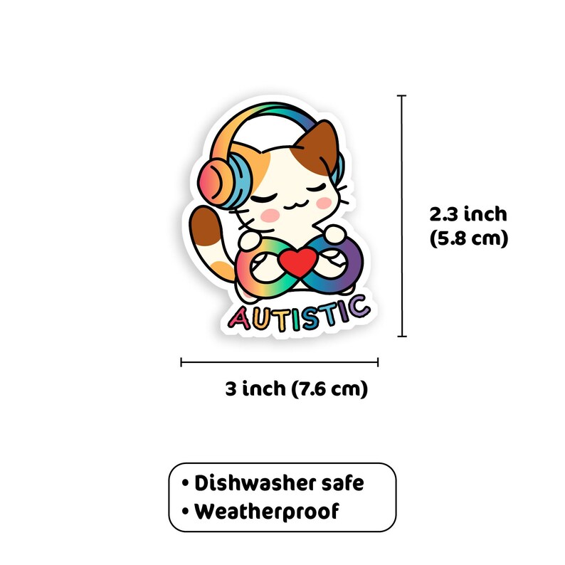 Autistic Kitty Matte Vinyl Sticker, Water Bottle Sticker, Car Decal ...