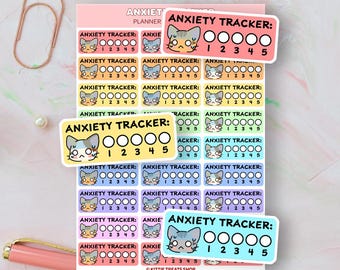 Kawaii Anxiety Scale Planner Stickers, Anxiety Scale Reminders, Cute Planner Stickers, Anxiety Scale Reminder Icons for Planner, Anxiety