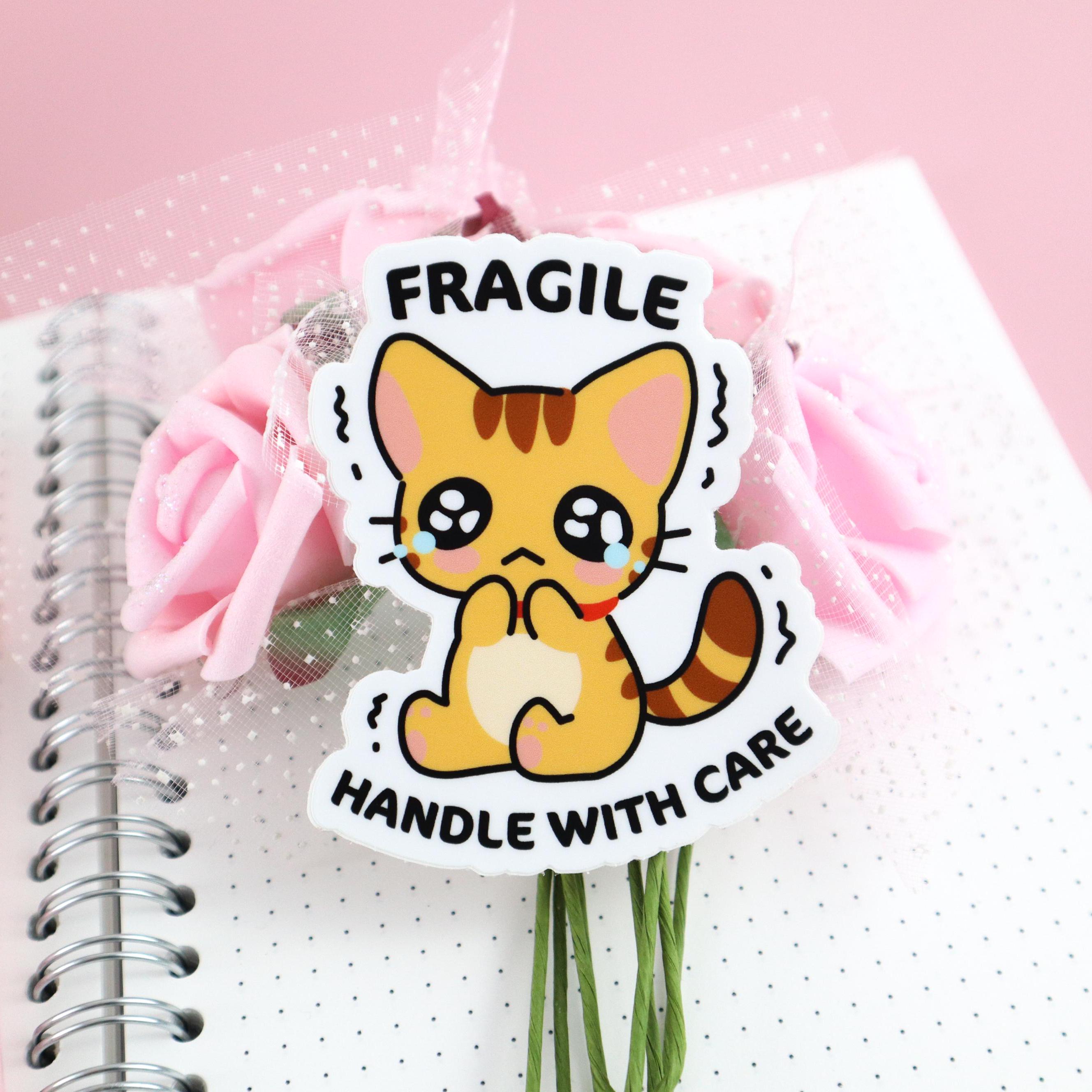 Fragile Computer Sticker Fragile Handle With Care Glossy Vinyl Sticker, Water Bottle Sticker ...