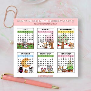 2026 Mini Monthly Calendar Planner Stickers, 2026 Calendar Stickers, Set of 12 Months bild 4