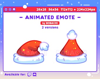 ANIMATED Dancing Santa Hat - EMOTE / Twitch Discord Stream xmas Cute Fluffy Christmas Kawaii Winter Fuzzy Cozy Sparkles Bouncing