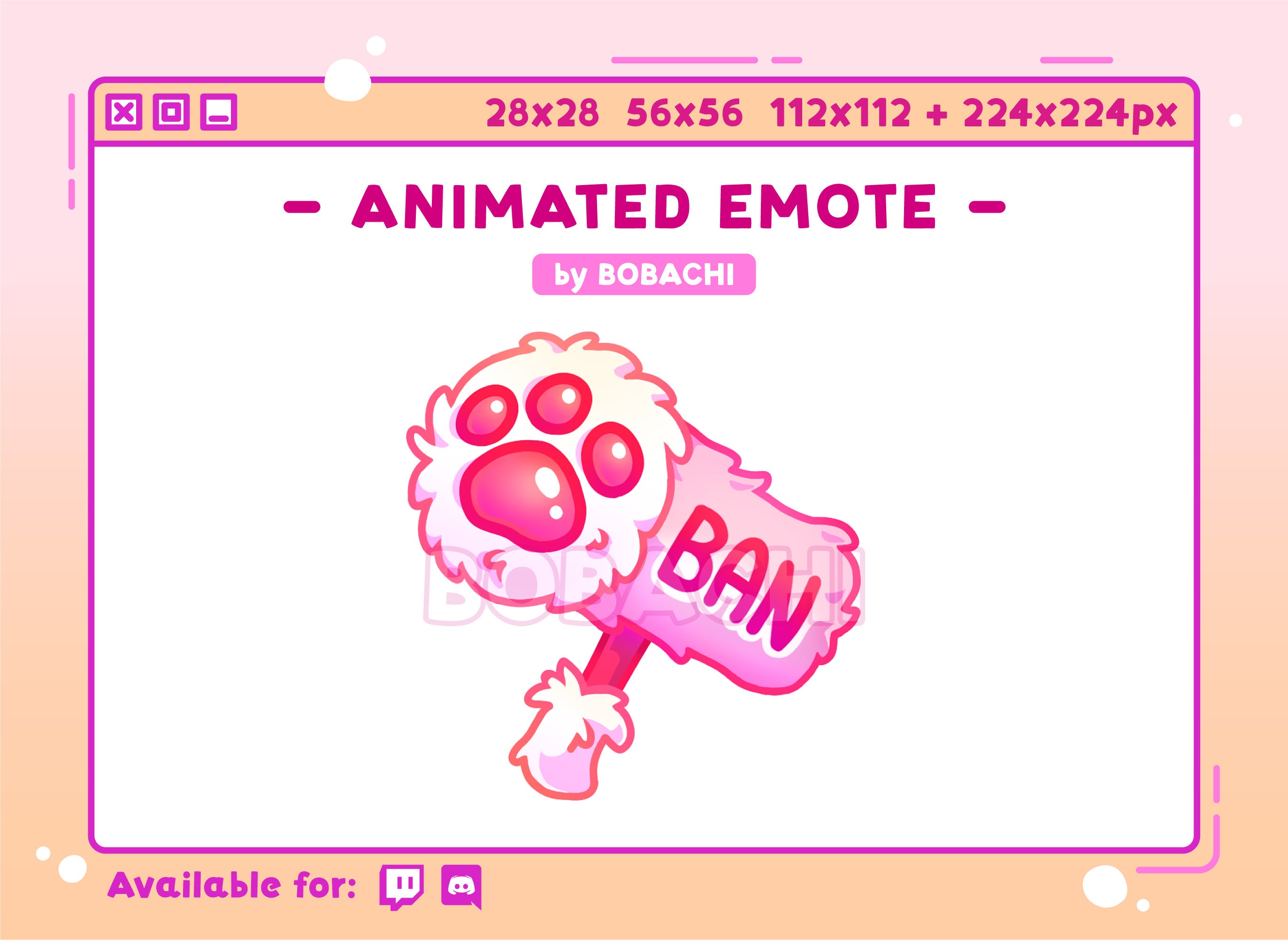 ANIMATED Fluffy Paw BAN hammer - EMOTE / Twitch Discord Stream Pastel Cute Cat Bunny Pink Kawaii Winter Fuzzy Cozy