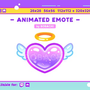 ANIMIERT Lila Herz Emote / Twitch / Discord / Stream / Süß / Süß / Rosa / Flügel / Inlove / GIF / Glitzer / Liebe / Engel / Heiligenschein / Candy