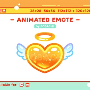 ANIMIERT Gelbes Herz Emote / Twitch / Discord / Stream / Süß / Süß / Orange / Flügel / Inlove / GIF / Funkeln / Liebe / Engel / Halo / Candy
