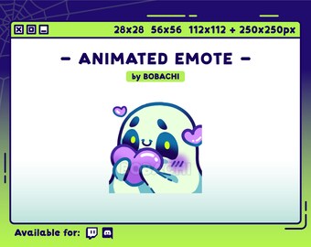 Halloween - ANIMATED heart ghost Emote / Twitch / Discord / Stream / shy / Cute / Spooky season / blush / Inlove / GIF / Heart / Love