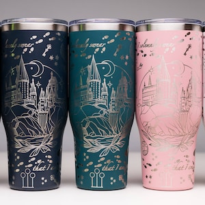 HP Wizard Maars Charger 40oz Tumbler with Handle - Laser Engraved