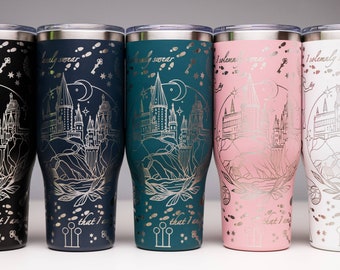 HP Wizard Maars Charger 40oz Tumbler with Handle - Laser Engraved