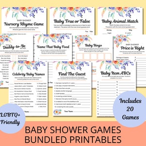 20 Same Sex Dads LGBTQ+ Baby Shower Games, Baby Shower Games Printable — Baby Shower Prints — Party Baby Shower Games Bundle