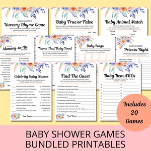 20 juegos de baby shower Rainbow Baby Miracle, juegos de baby shower imprimibles - Impresiones de baby shower - Paquete de juegos de baby shower para fiestas