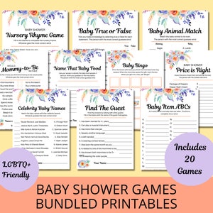 20 Same Sex Moms LGBTQ+ Baby Shower Games, Baby Shower Games Printable — Baby Shower Prints — Party Baby Shower Games Bundle