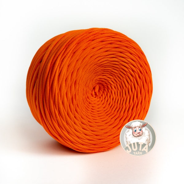 Juta Yarn couleur Mandarin, T-shirt crochet fil. Fil de coton, fil de jersey, fil pour paniers, tapis, sacs au crochet. 100% coton