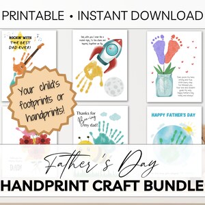 Vatertag Handabdruck Handwerk BUNDLE | 6 Designs Handabdruck oder Fußabdruck Kunst für Papa Sofort Download Druck zu Hause