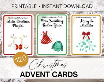 Christmas Advent Activity Cards Printable Christmas Family Fun Instant Digital Download