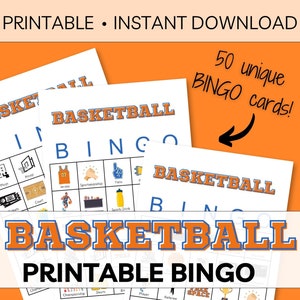 Basketball Bingo 50 Karten | Druckbare Basketball Bingo Spiel | Sofortiger digitaler Download
