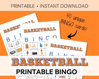 Basketball Bingo 50 Cards | Printable Basketball Bingo Game | Instant Digital Download
