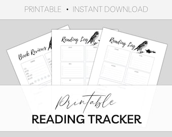 Rastreador de leitura para impressão | Resenhas de livros e registro de leitura do ano inteiro | Download instantâneo | Impressões ilimitadas