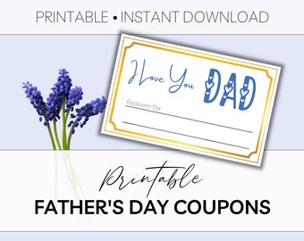 Printable Fathers Day Coupons | Last Minute Fathers Day Gift | Sweet Gift From Kids | Blank Coupons | Instant Digital Download