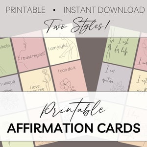 Printable Affirmation Cards | 2 Minimalist Affirmation Card Designs Included | Affirmation Cards Printable | Affirmation Stickers