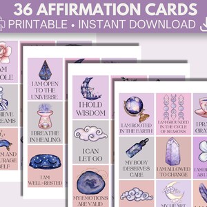 Cartes d'affirmation imprimables | Téléchargement instantané | Autocollants d'affirmation | 36 affirmations positives différentes