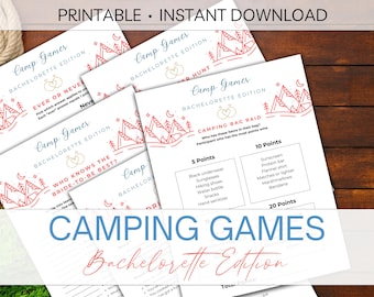 Camping Bachelorette Party Games Bundle Printable Camp Bachelorette Games Outdoor Hen Party Games Camping Party Ideas PDF Digital Download