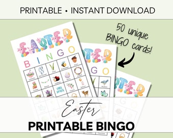 Easter Bingo 50 Cards | Printable Easter Bingo Game | Instant Digital Download