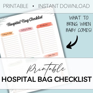 Hospital Bag Checklist for Delivery | Checklist for Hospital Bag for Labor and Delivery | List for Mom and Baby Hospital Delivery Room
