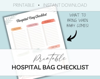 Hospital Bag Checklist for Delivery | Checklist for Hospital Bag for Labor and Delivery | List for Mom and Baby Hospital Delivery Room