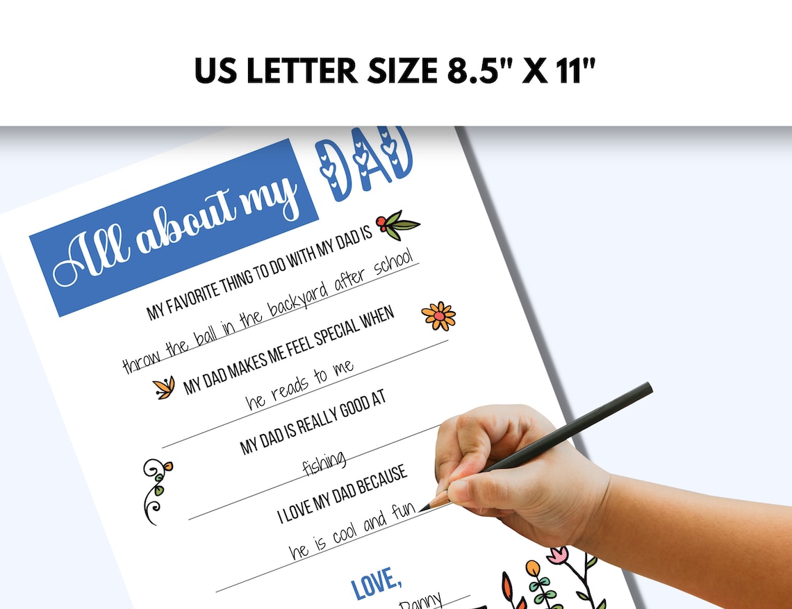 Fathers Day Questionnaire Printable | All About My Dad | Last Minute ...