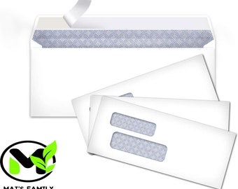 White Security Envelope #9, Peel & Seal Double Window (9.8cmx22.5cm)