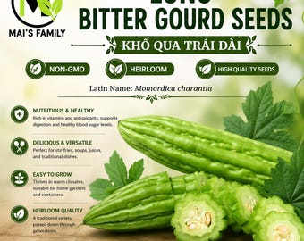 Long Bitter Gourd Seeds, Kho Qua Mo Trai Dai, F1 Hybrid Non-GMO Asian Vegetable