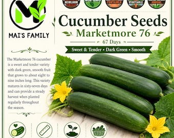 Marketmore 76 Cucumber Seeds, Heirloom Non-GMO Vegetable, 8-9 Inch Fruits