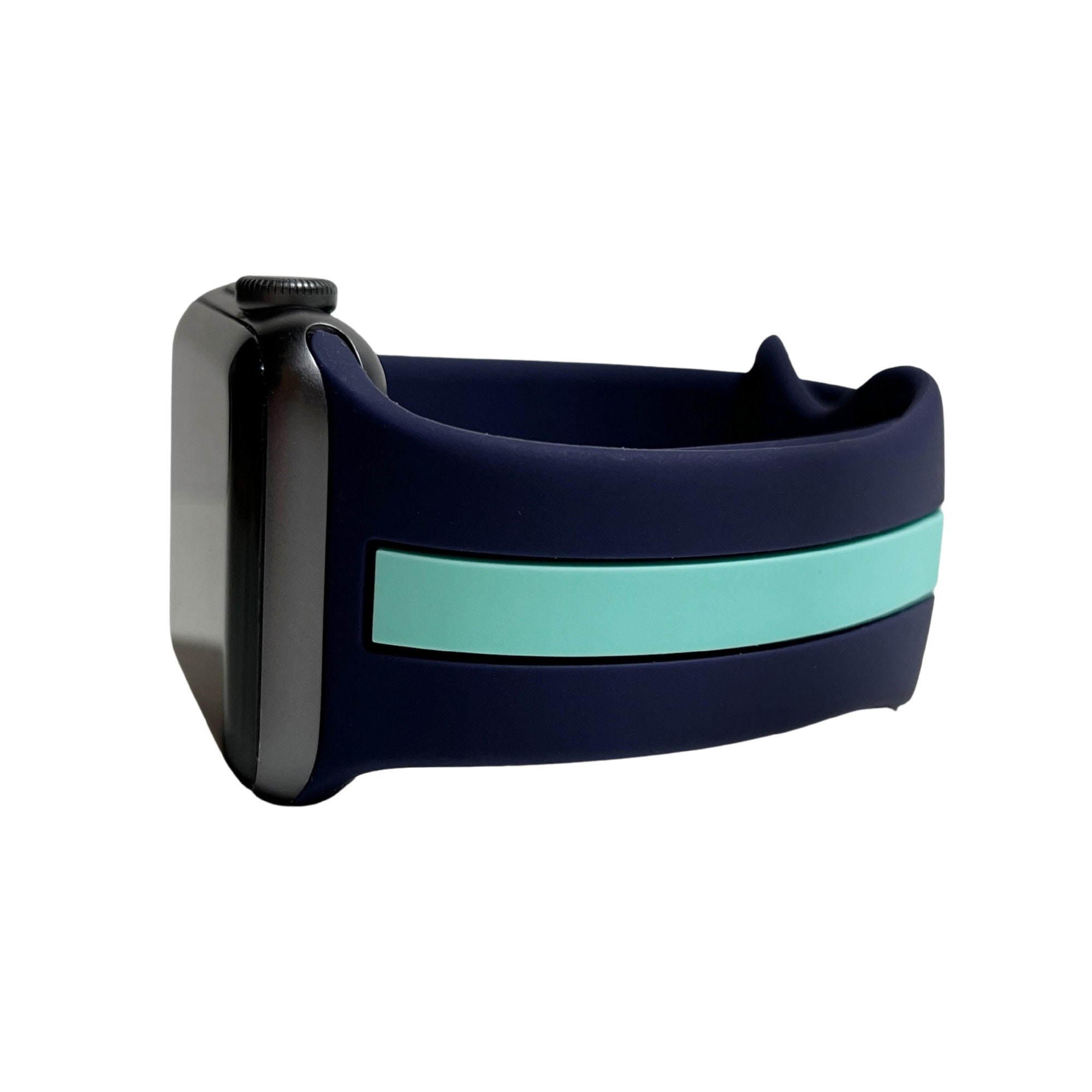 Navy Light Blue Stripe Silicone Apple Watch Band for 38mm 