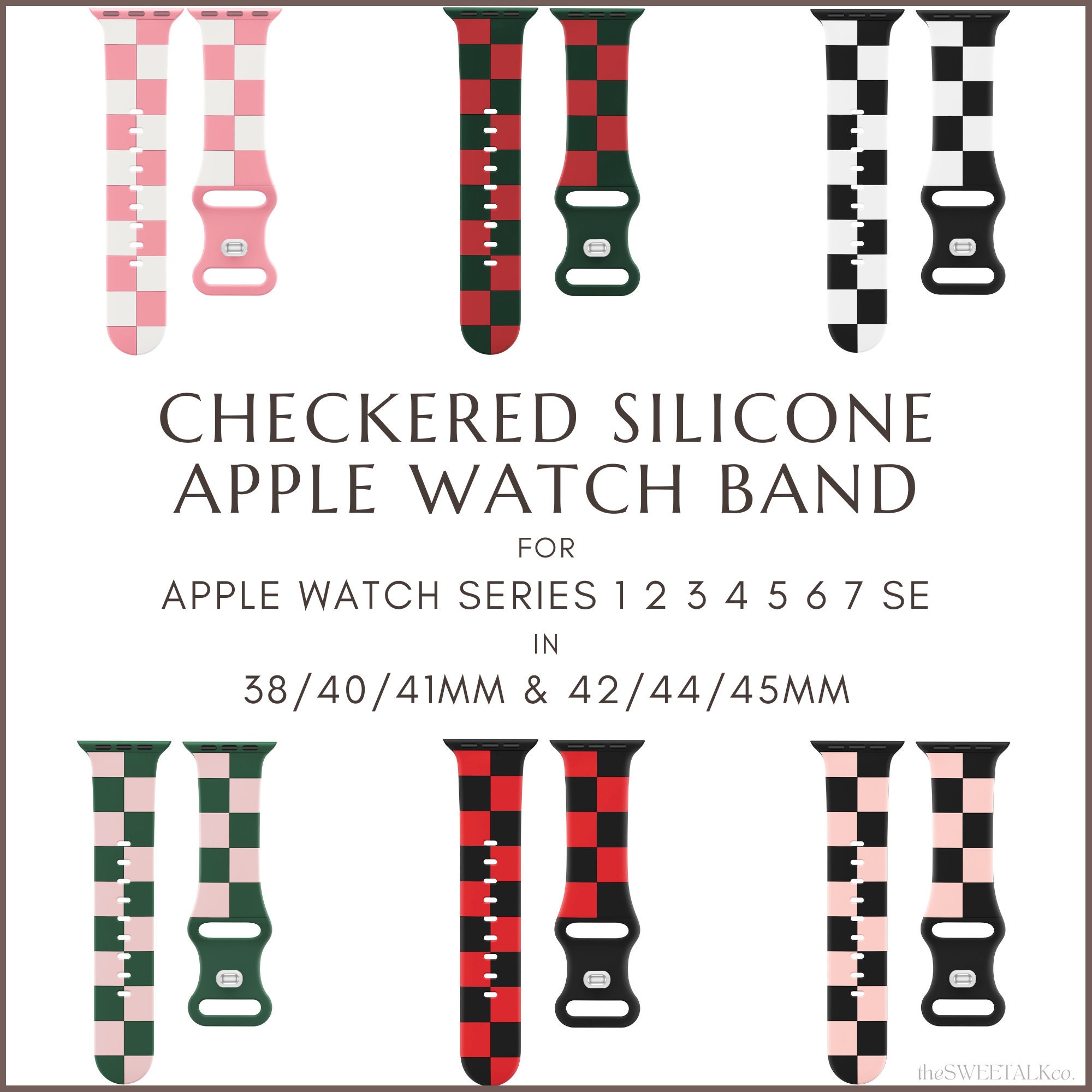 Black and Red Checkered Silicone Apple Watch Band 38 40 42 