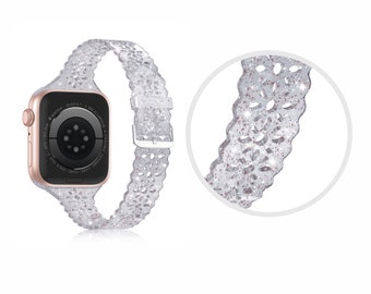 Black Glitter Silicone Apple Watch Band 38mm 40mm for Women, Sparkle Apple Watch Band, iWatch Band for Women, Ready to Ship, Gift for Her