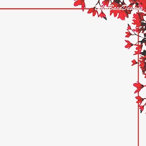 Valentine&#39;s Printable Red Floral Page Border Design A4 PNG PDF Digital Download Images