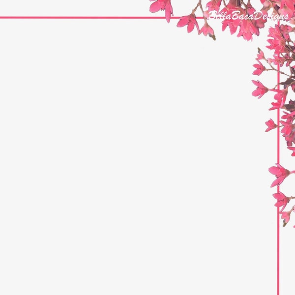 Printable Pretty in Pink Floral Flower Page Border and Page Corner Designs A4 PNG PDF Digital Download Images