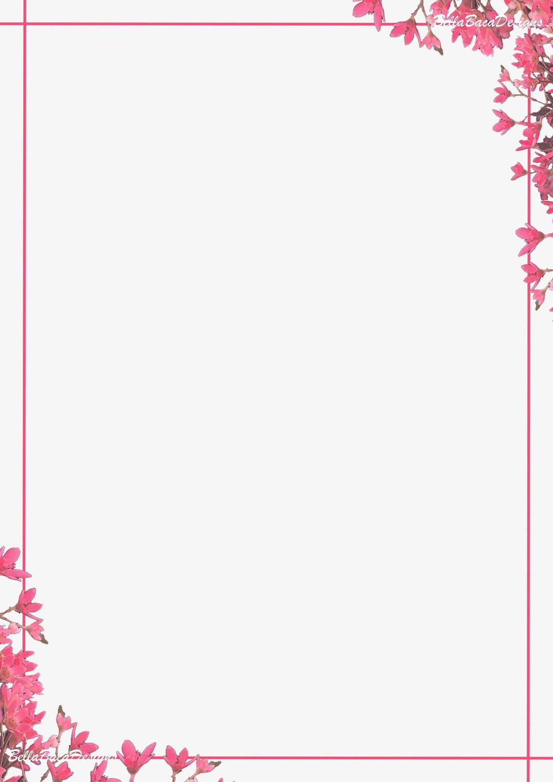 Printable Pretty in Pink Floral Flower Page Border and Page - Etsy Sweden